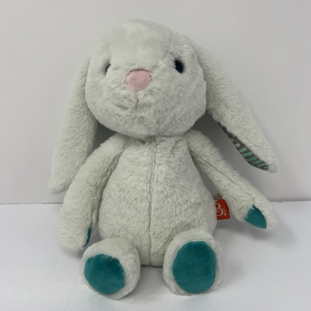 B Toys Plush Stuffed Animal 10 Inch Green Softies Happy Bunny Rabbit Lovey